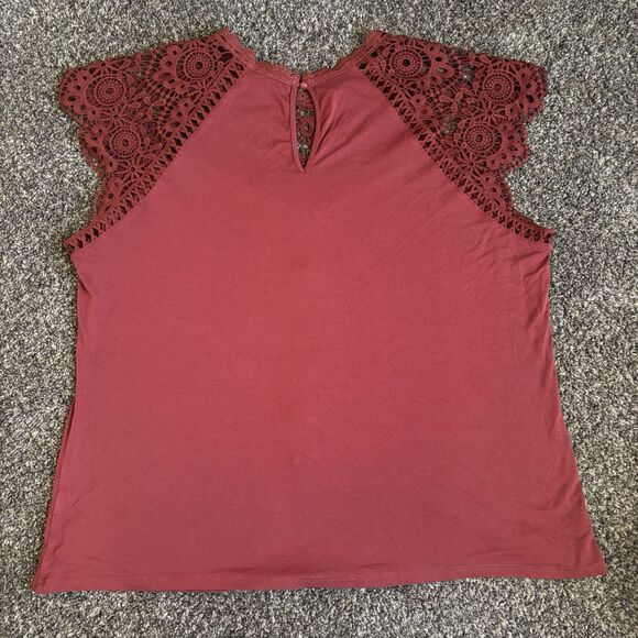 Perch Blu Pepper 3XL Womens Blouse Top Boho Floral Crochet Hippie 3X Salmon - Picture 5 of 5